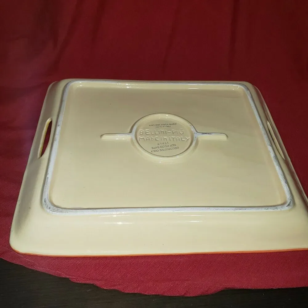Archer Anita Mary Bellini Piu Italy Made Multicolor ceramic Tray Handles 14
